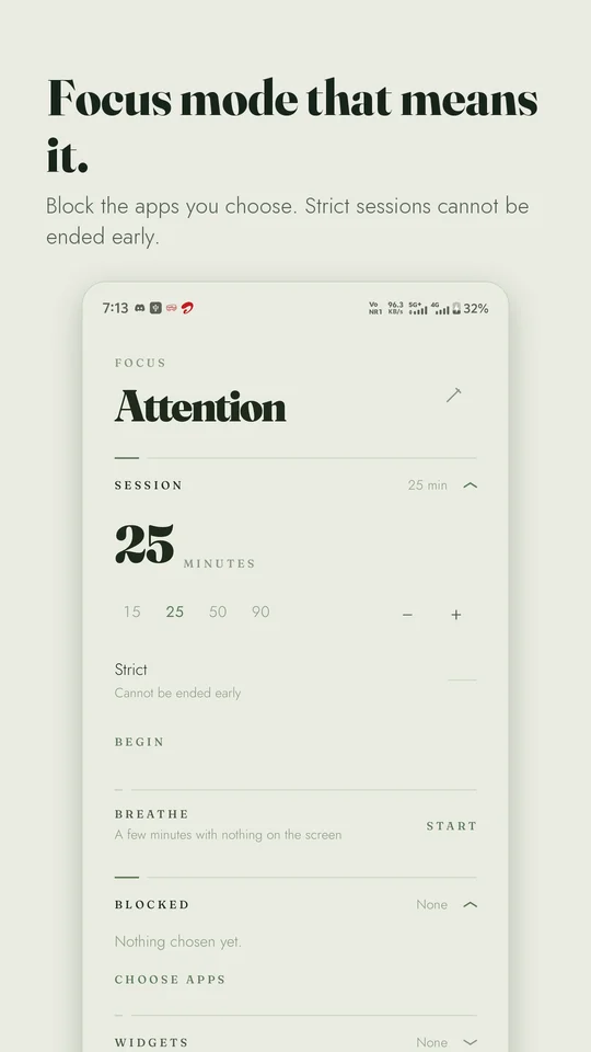 Kern timed focus session with selected apps blocked